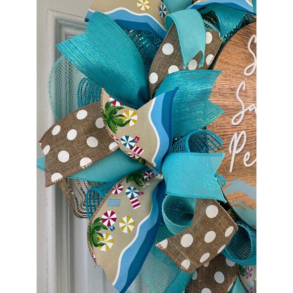 Beach Wreath - “Sky Above, Sand Below, Peace Within” - Coastal Front Door Decor - Picture 3 of 7